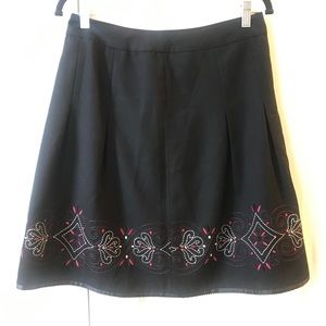 EUC LOFT Black Embroidered skirt
